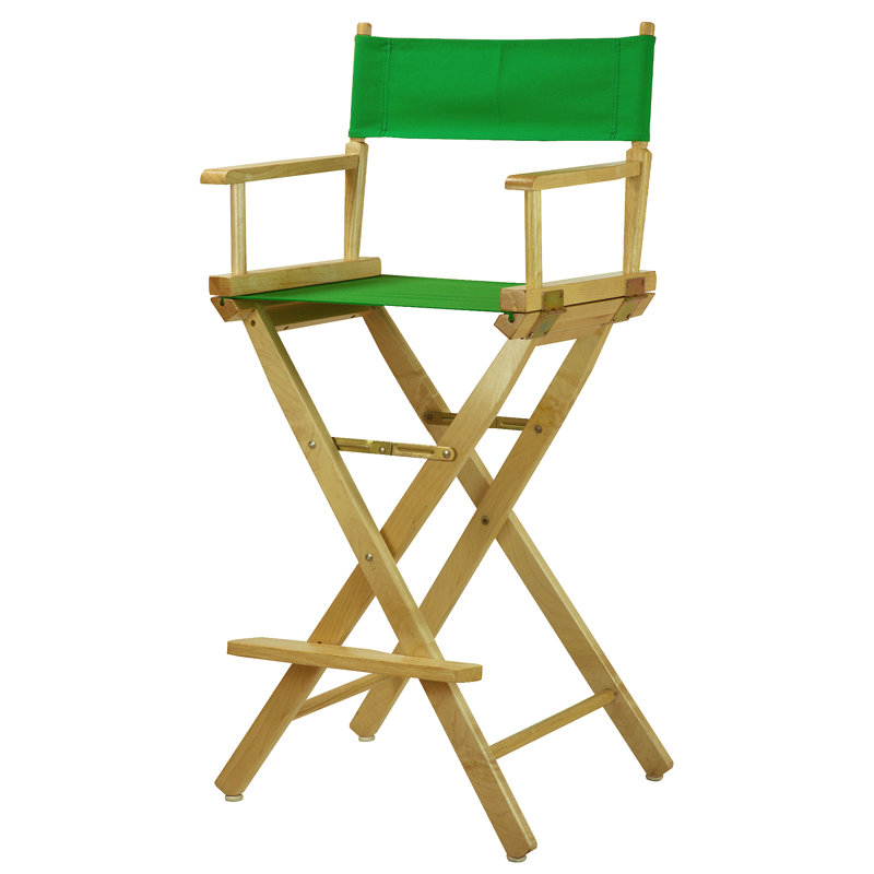 30" Folding Director Chair with Canvas, Natural, Green