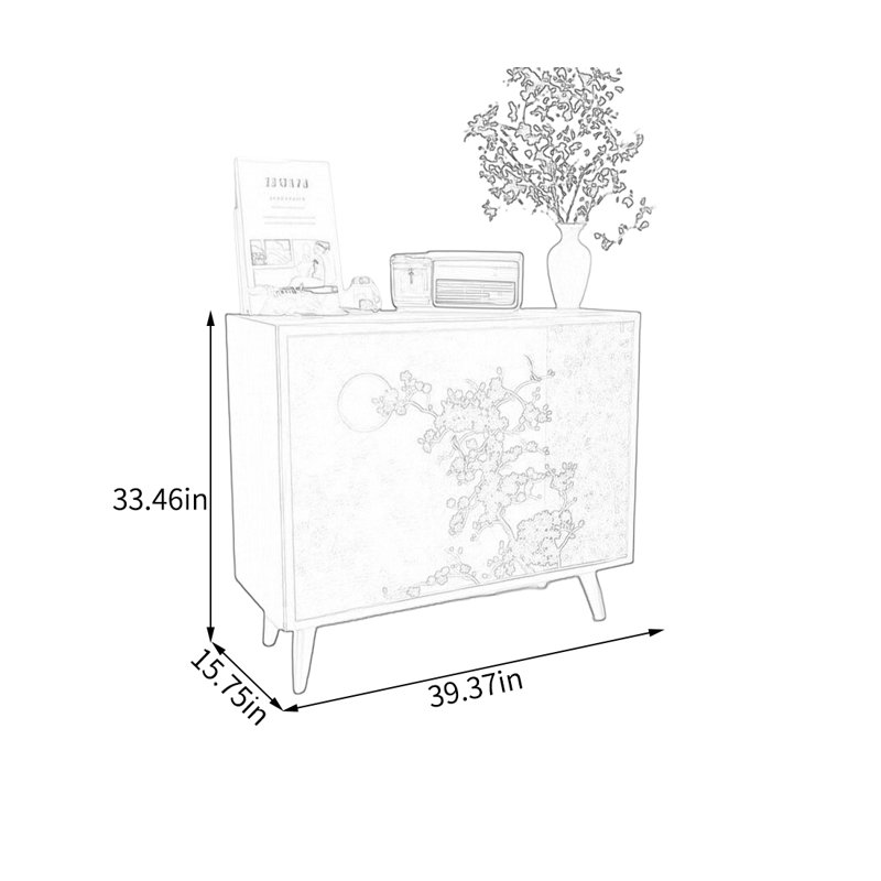 Wood Storage Cabinet with Spacious Top