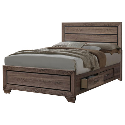 Washed Taupe Queen Bed With Functional Storage, Transitional Style Side Storage In Stylish Taupe,