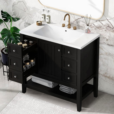 Bathroom Vanity With Sink Combo,one Cabinet And Three Drawers