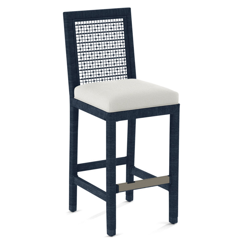 Pine Isle Bar Stool, Yellow Chenille/Velvet Solid, Aged Barrel