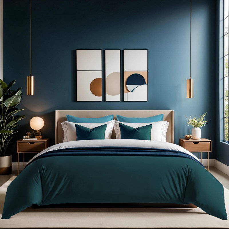 Ensemble de housse de couette Ranforce, Vert, Arrêt complet / double