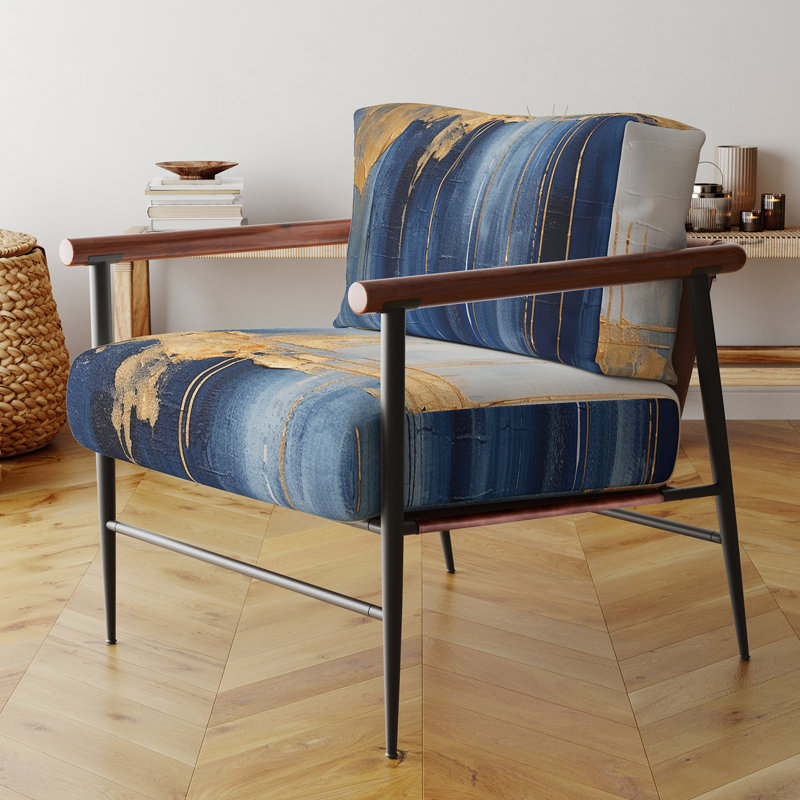Fauteuil contemporain rembourré et tissu doré, tissu et époque IV, Noir