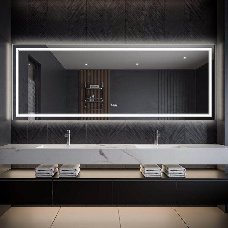 Miroir de salle de bain 36 * 96 po à DEL avec antibuée, lumière à intensité variable et mémoire, 36 po x 96 po