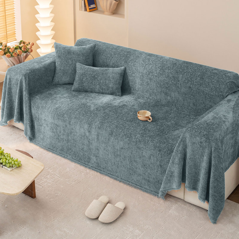 Housse pour canapé Elegant Nordic Chenille, H 71 po x l 150 po, Bleu
