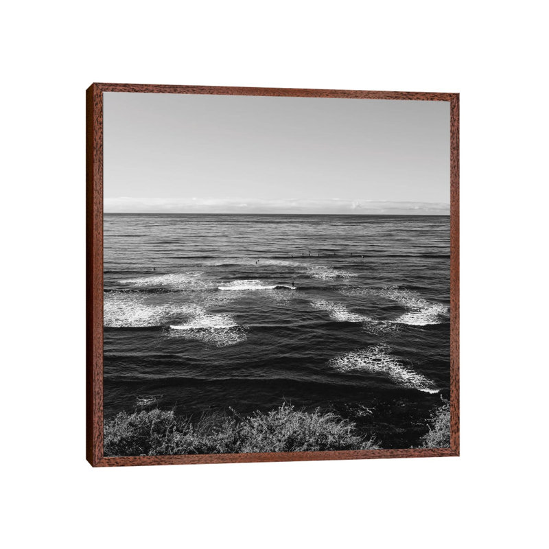 Sunset Cliffs Surfers I by Bethany Young - Print on Canvas, Classic Brown Wood Framed, 66.04cm H x 66.04cm W x 3.81cm D