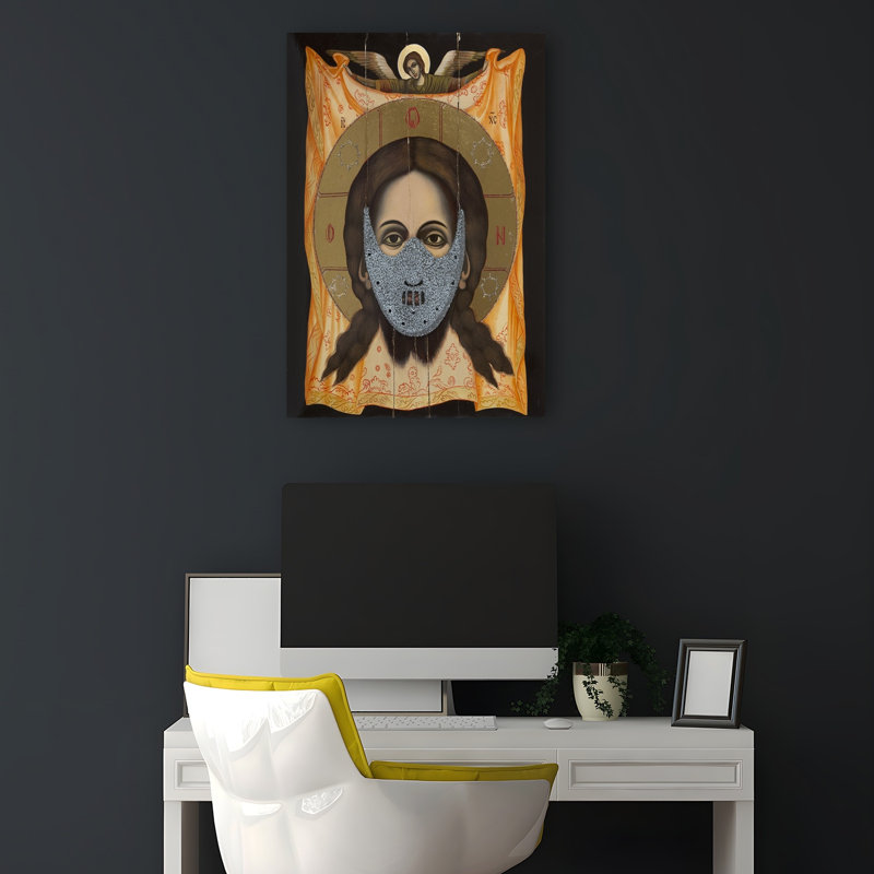 «Masked Christ Icon Modern Abstract Contemporary Portrait», reproduction d'art mural, 18" H x 12" W