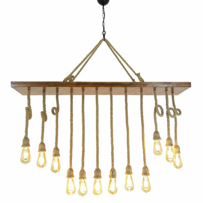 Lustre unique à 12 lumières avec détails en corde Isaacs