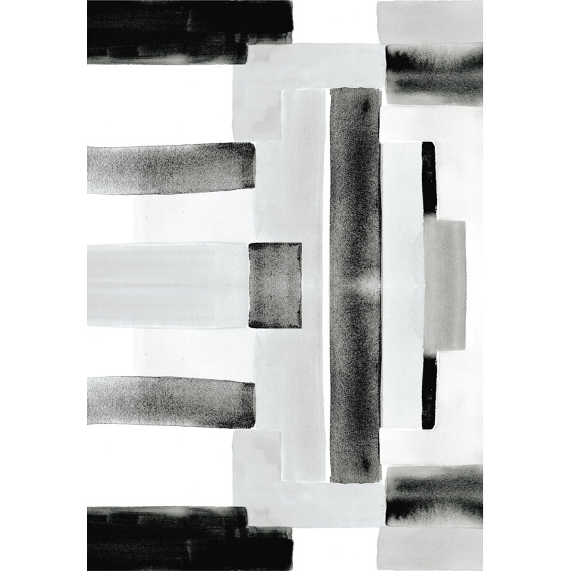 Geo Brush Abstract White - Wrapped Canvas Print, 30cm H x 46cm W x 3.8cm D