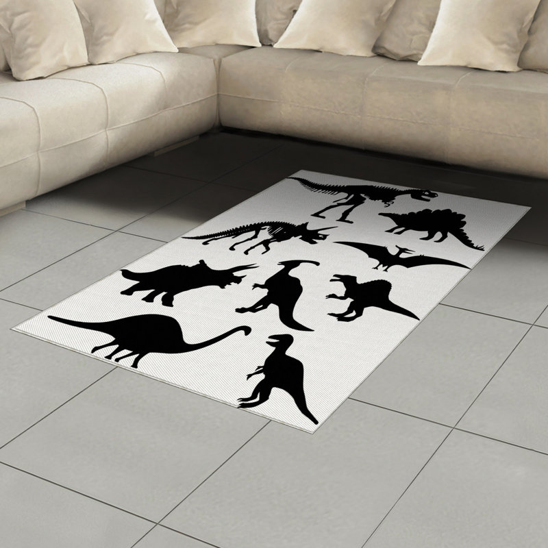 Tapis décoratif en fibre de polyester à haute densité Dinosaur, Rectangle— 4 pi x 5 pi 8 po