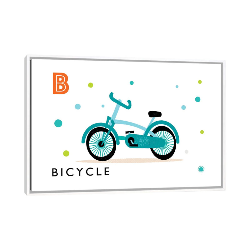«B Is» pour vélo - impression, Pas de tapis, H 40 po x l 60 po x 1,5 po, Toile blanche encadrée