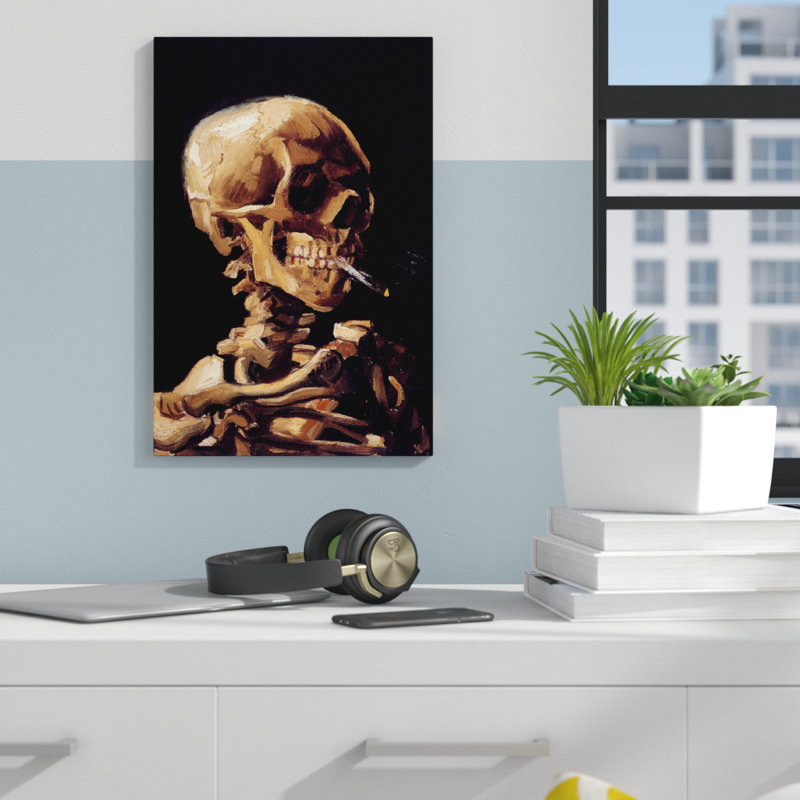 «Skull with Cigarette 1885» par Vincent Van Gogh, reproduction d'art sur toile, H 18 po x l 12 po x P 1,5 po