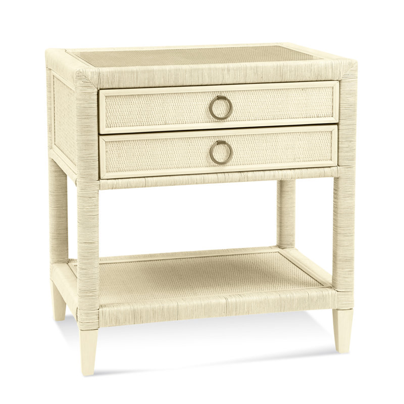 Warwick 2-Drawer Nightstand, Bisque, Satin Nickel