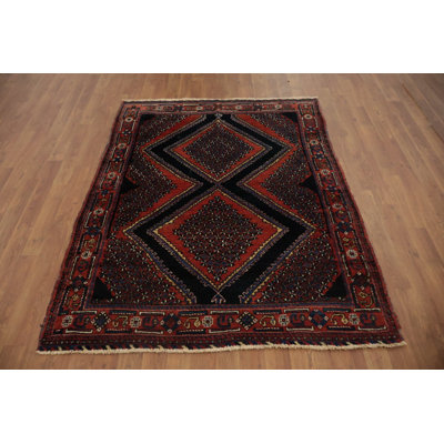 Tapis traditionnel à teinture végétale 4 x 5 avec motifs géométriques en losange