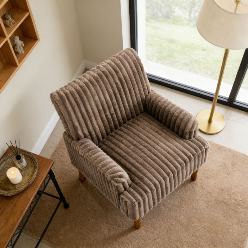 Chaise d'appoint moderne en velours côtelé, Café noir