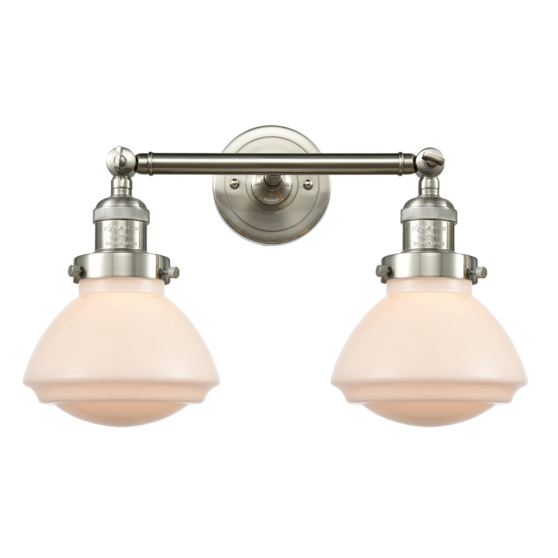 Chesterville 2 - Light Dimmable Vanity Light, Brushed Satin Nickel, 6 Watt Vinage LED Bulb, Matte White