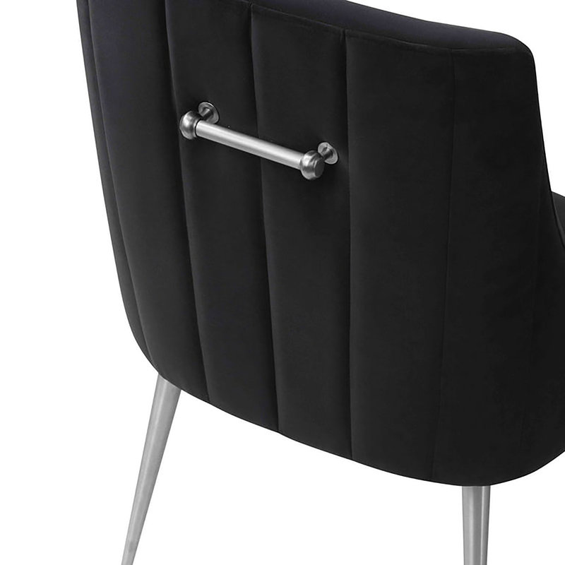 Firkins 18.5'' H Velvet Upholstered Side Chair, Silver, Black