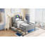 Wood Twin Size Platform Bed with Built in LED Light-2035832624