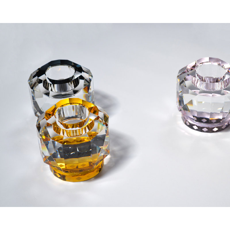 Ophelia Tealight Candle Holder, Clear/Amber