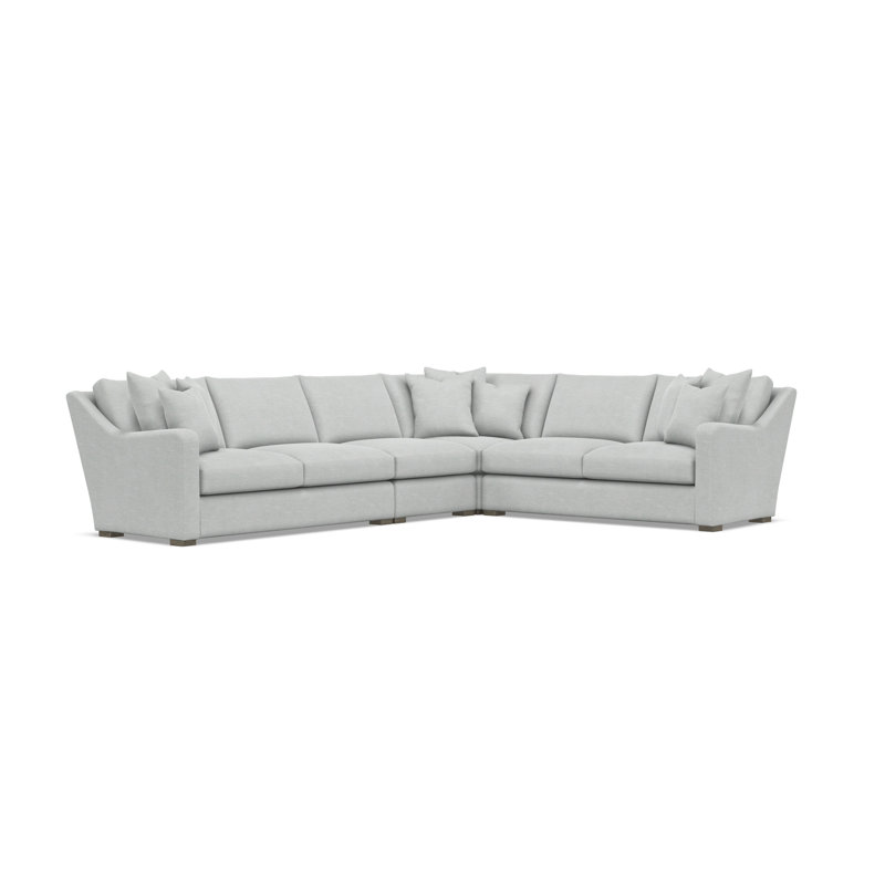 Sectional, Light Gray Polyester Blend, 34.5" H x 137.5" W x 107.5" D, Right Hand Facing