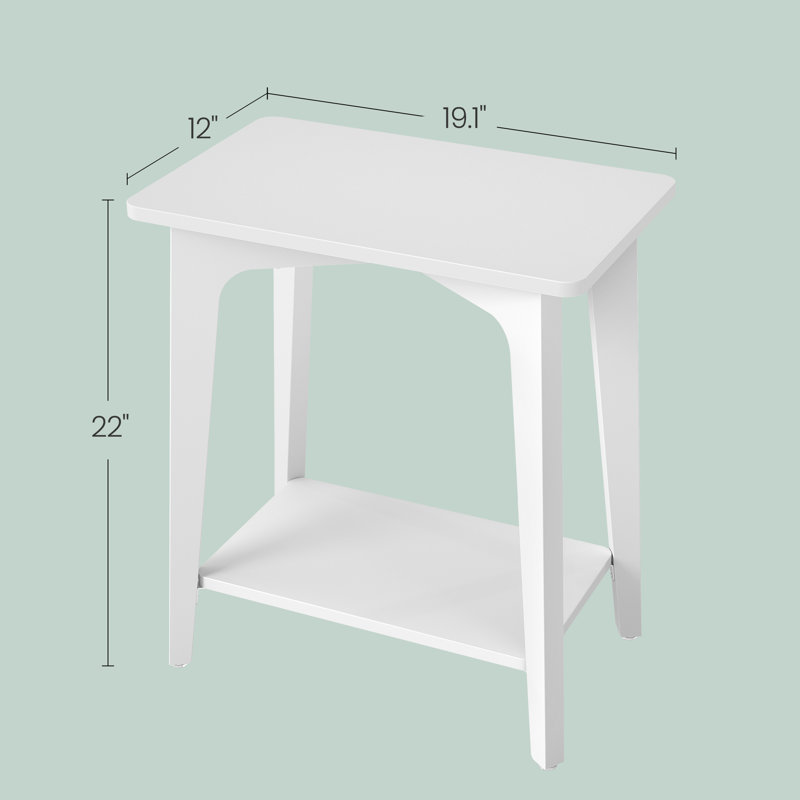 2-Tier Side Table, Small Rectangular End Table, Nightstand For Small Spaces, Living Room, Bedroom, Brown, White