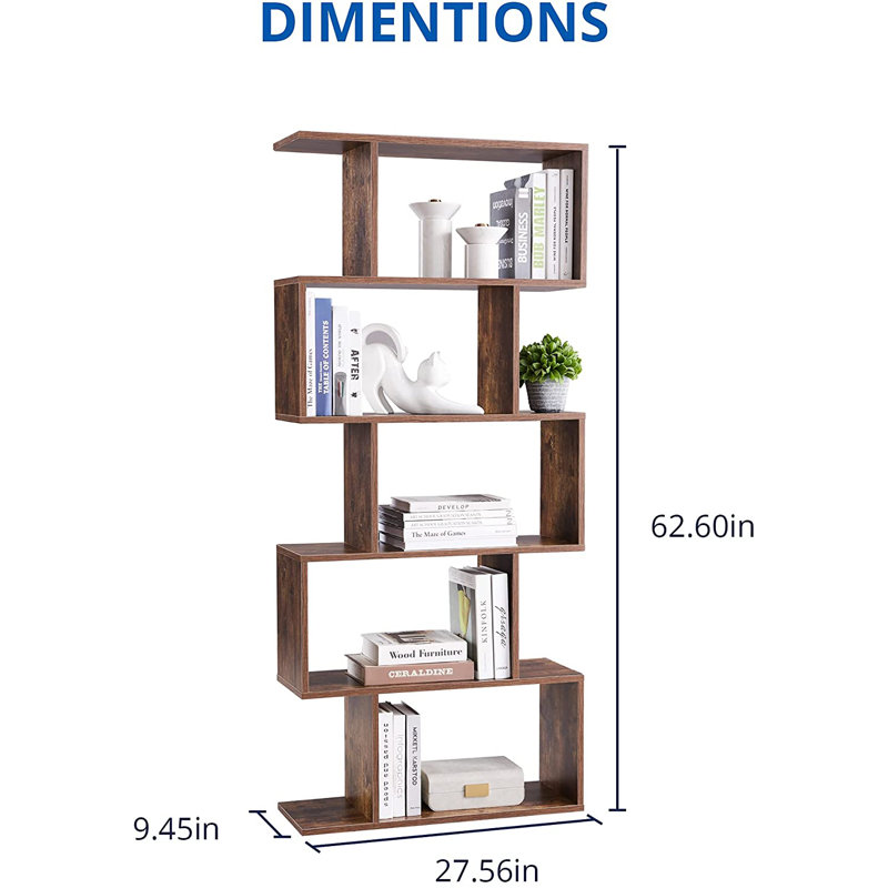 Bibliothèque à cloisons en S 62,6 ", Brun