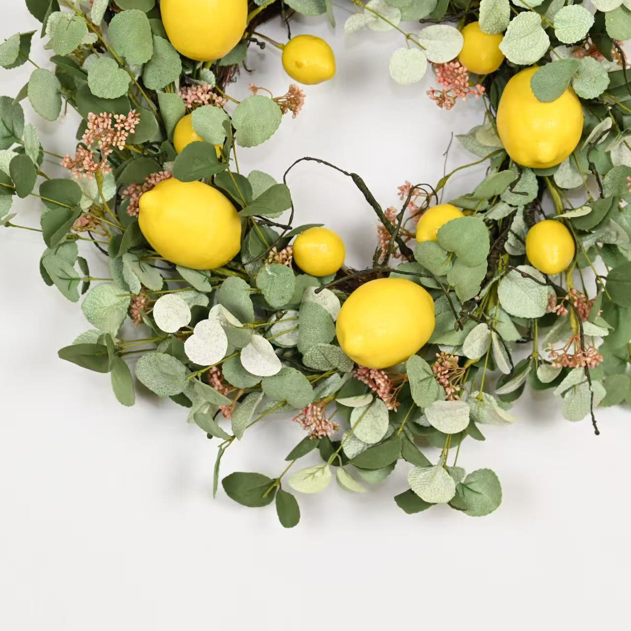 22" Handcrafted Eucalyptus, Lemon No Holiday Wreath