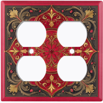 Couvercle de plaque d'interrupteur en métal; Bascule à 4 bandes standard des États-Unis - image imprimée d'un motif floral victorien