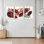 Ensemble de 3 tableaux abstraits sur toile, représentant des baies rouges et des feuilles, pour la décoration du salon et de la chambre.