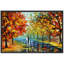 Impression de toile de paysage orange sur fond de feuilles de forêt d'automne orange pour le décor de chambre à coucher M03-104074589-104074592