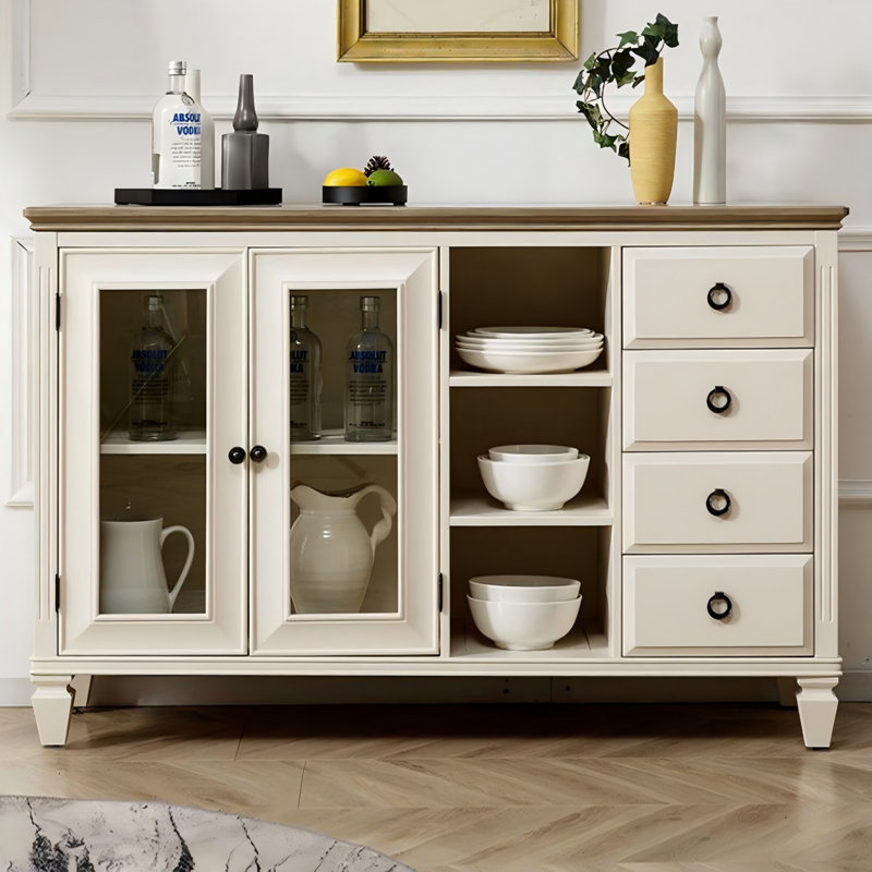 Solid Wood Red Oak gray and white Sideboard