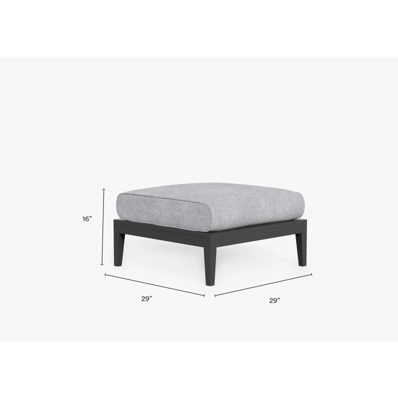 Charcoal Aluminum Outdoor Ottoman; Palisades Cream, Black, Pacific Fog Gray