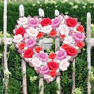 Valentines Day Wreath with Glittering Red Heart