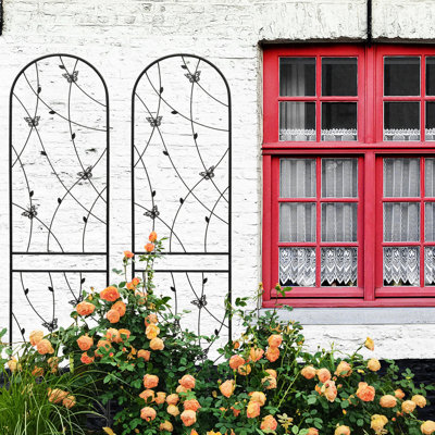 2 Pack Rustproof Metal Trellis, 86.7"X19.7", Outdoor Garden Flower , Easy To Assemble, Black 86.7"X19.7" Beautifying Feature, Install,