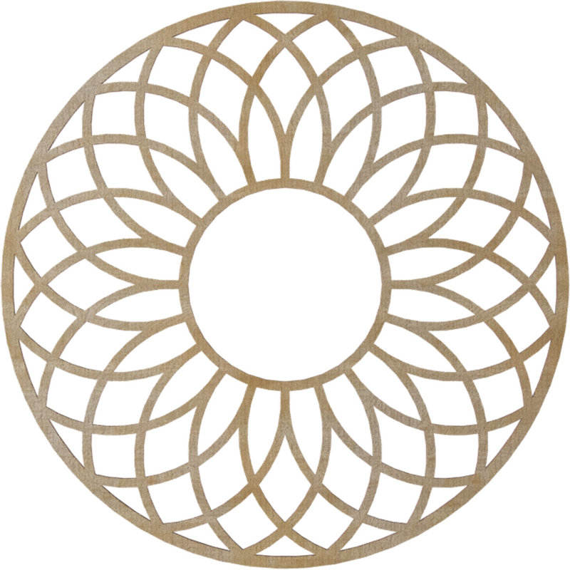 Médaillon de plafond en bois de bouleau 30 pi x P 10 1/4 po x T 1/4 po, Bouleau, H 26 po x l 26 po x P 0,38 po