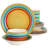 12 Piece Stoneware Dinnerware Set in Yellow Multi