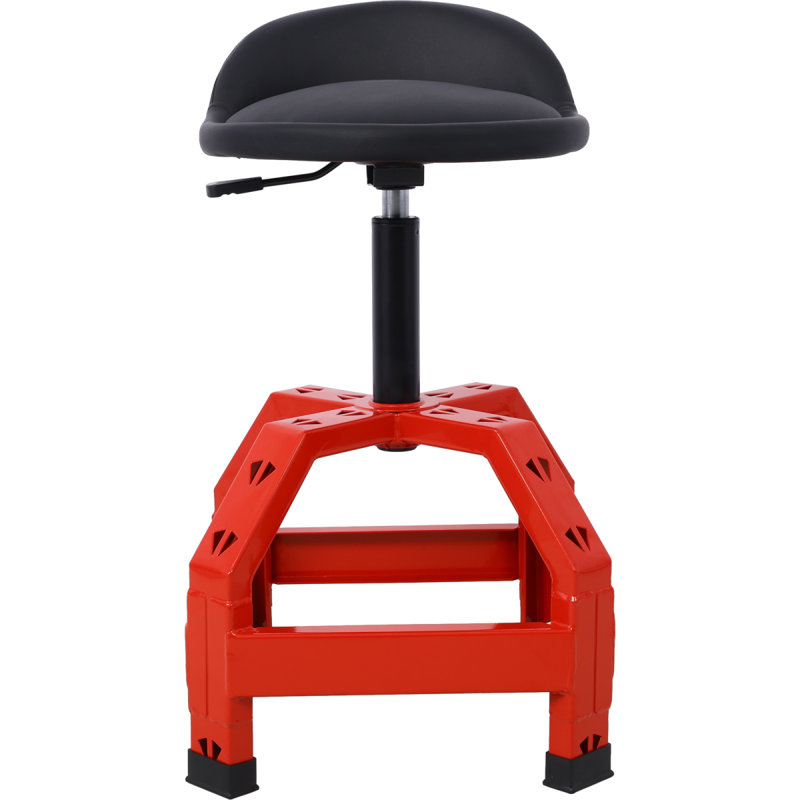 Tabouret pivotant pneumatique, siège de mécanicien roulant, tabouret de mécanicien roulant robuste, tabouret d'atelier, Rouge