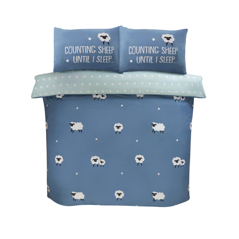 Counting Sheep Duvet Set, Blue, Kingsize - 2 Standard Pillowcases