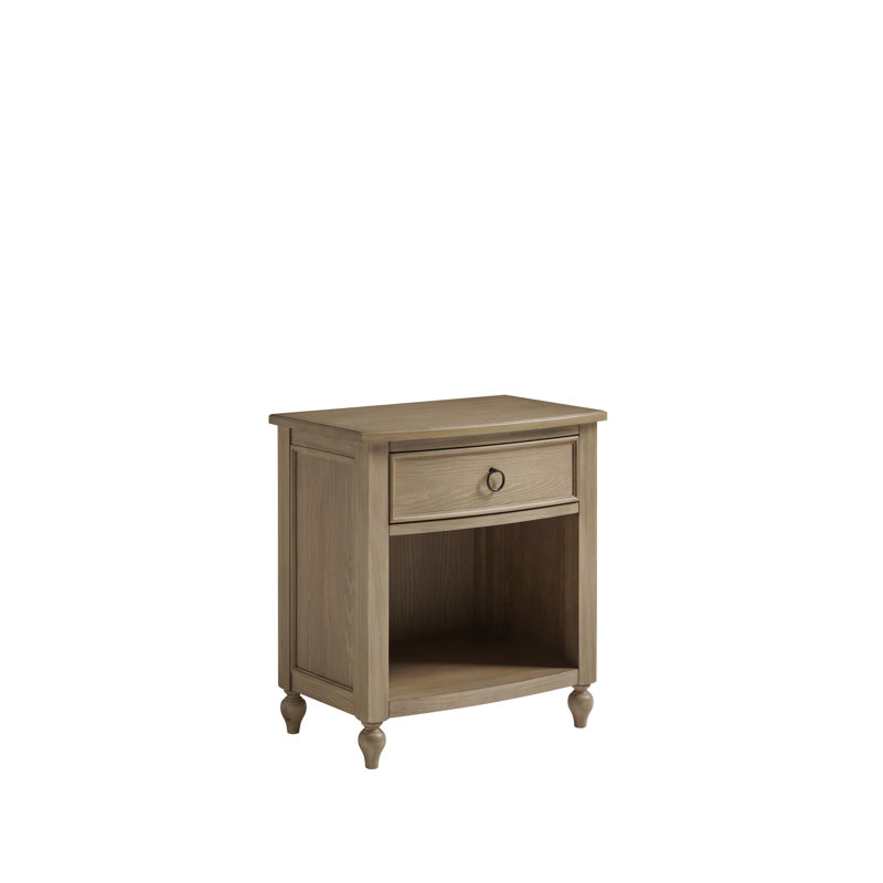 Table de chevet 1 tiroir Penelope, Cuir véritable noir Burnham