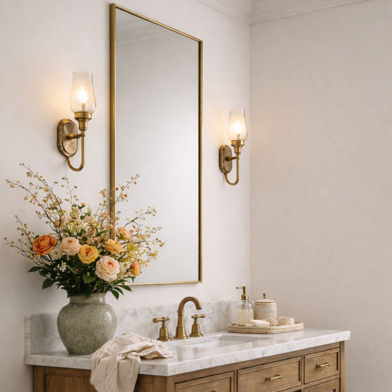 Miroir de salle de bain Gold, Doré, 28 po x 20 po
