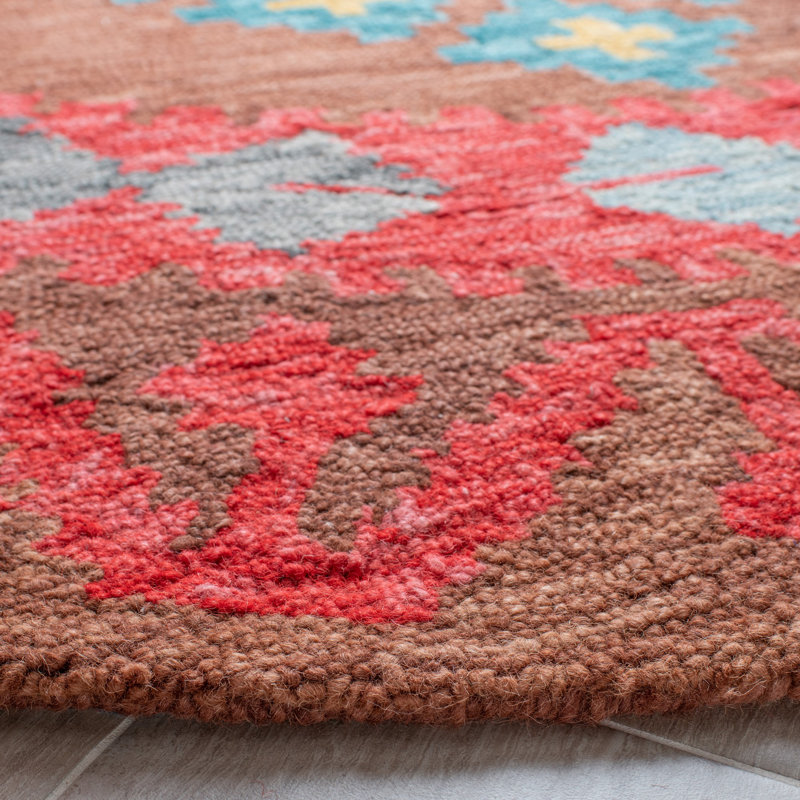 Tapis oriental en laine / coton / latex touffeté à la main en rouge / brun, Rectangle 8 pi x 10 pi