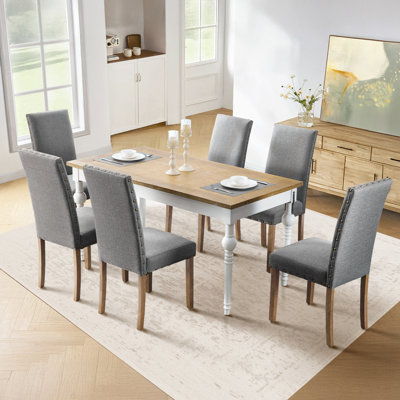 Chaise de salle à manger rembourrée en bois massif Allaya