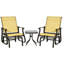 Ensemble bistro extérieur 3 pièces Outsunny avec structure en acier, table en verre trempé pour patio, jardin, cour, pelouse, beige