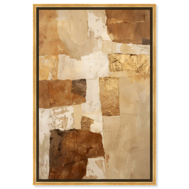 Layers of Earth Boho, art mural abstrait par Art Remedy, Encadrement doré, H 25 po x l 17 po