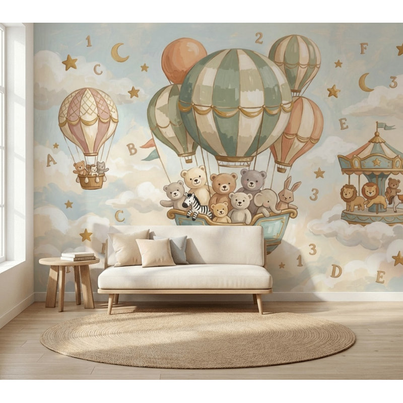 Papier peint vert discret nuages beiges nuages beige, Texturé non collé, 160 po x 108 po