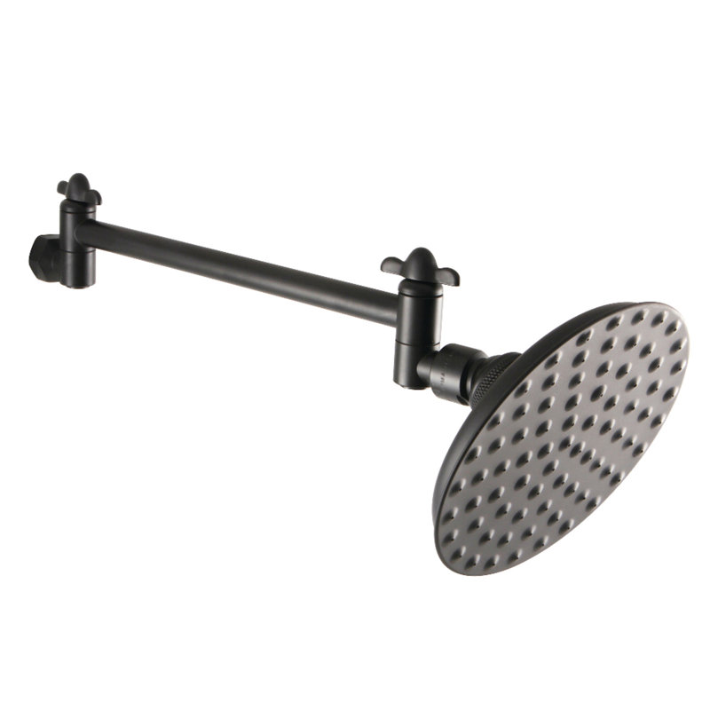 Kingston Brass Victorian 5-1/4-Inch Round Raindrop Brass Shower Head with 10-Inch High-Low Adjustable Shower Arm, Matte Black