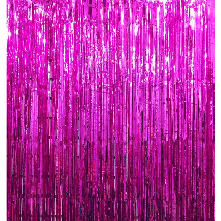  Hot Pink Tinsel Backdrop Curtains, Hot Pink Birthday