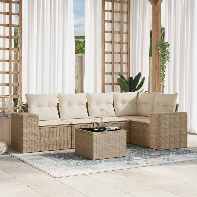 Grand canapé modulaire en rotin PE Vidaxl, Beige