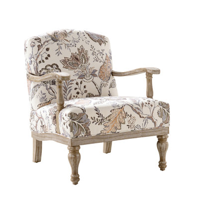 Hazen 27.75"W Farmhouse Floral Accent Chair with Solid Wood Frame