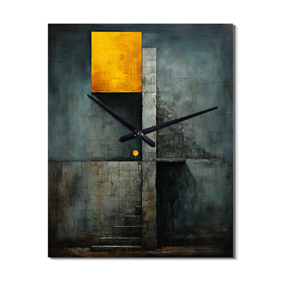 Stairway To Grace Minimal On Indigo - Modern Geometric Wall Clock Oversized